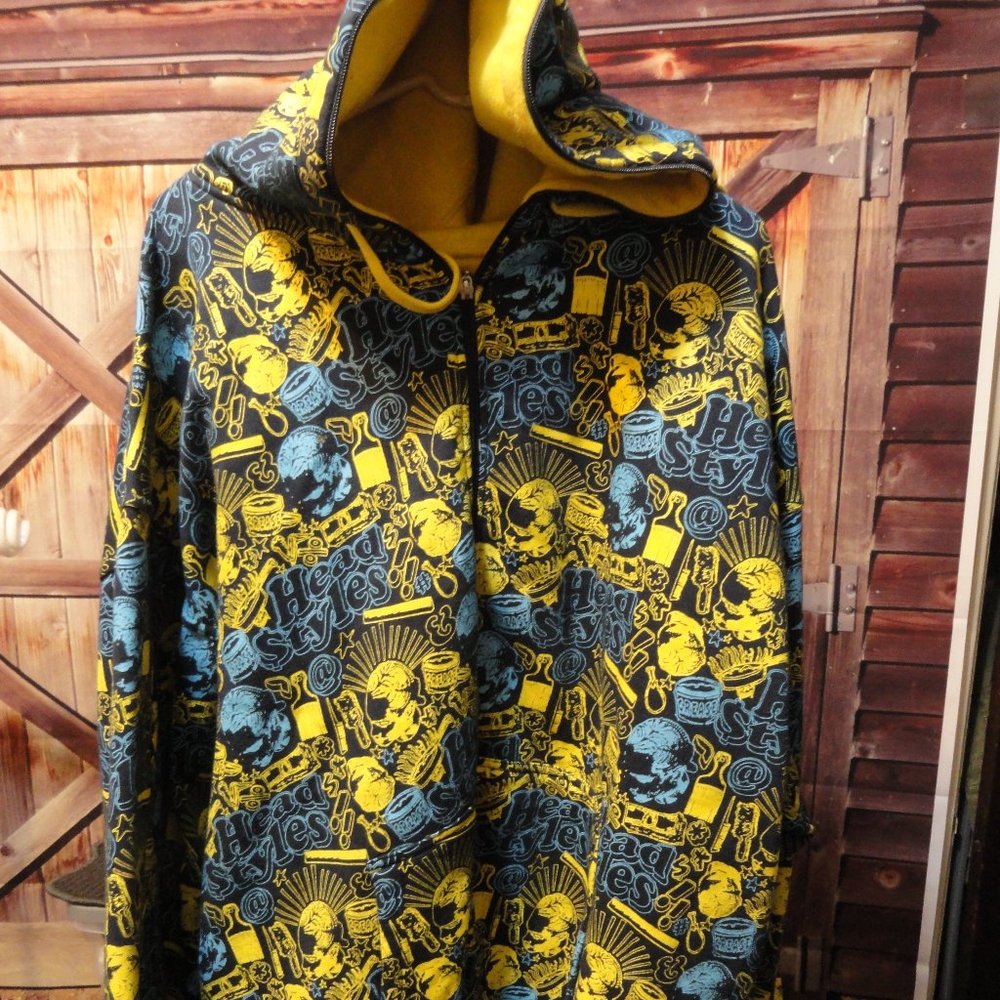 Johnny Blaze Barber Shop Hair styles Full zip Colorful Hoodie~Unique VTG
